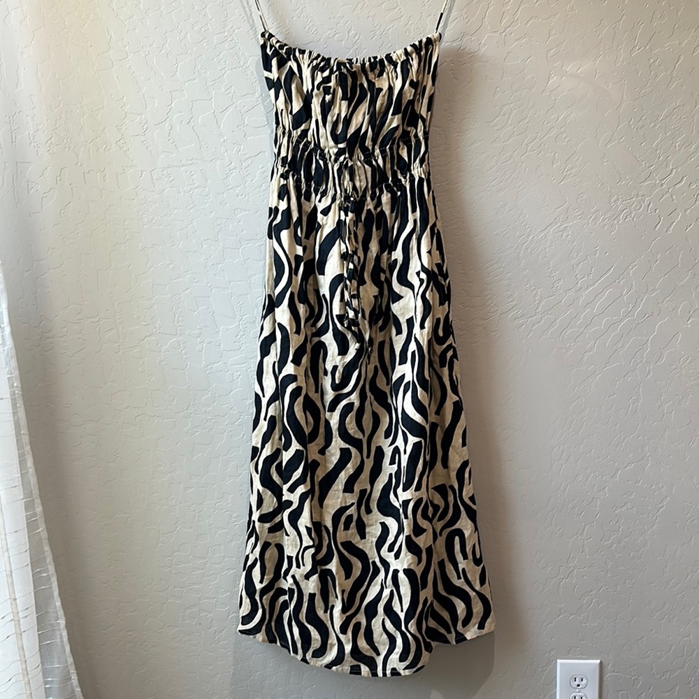 Faithfull the Brand Black and tan Spaghetti Strap Sundress